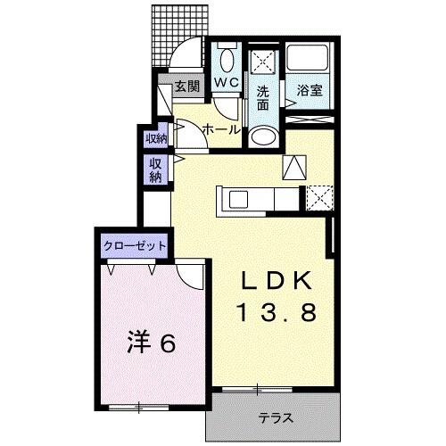 アジュール湊(1LDK/1階)の間取り写真
