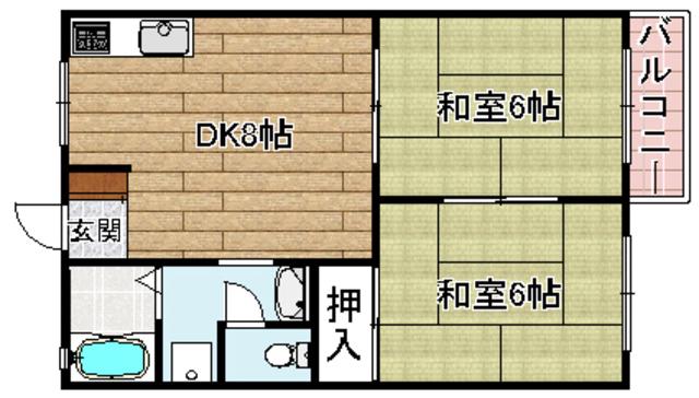 インレットハイツI(2DK/2階)の間取り写真