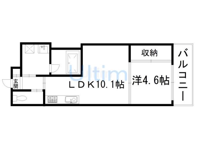 モノ コモド ウエスト(1LDK/3階)の間取り写真