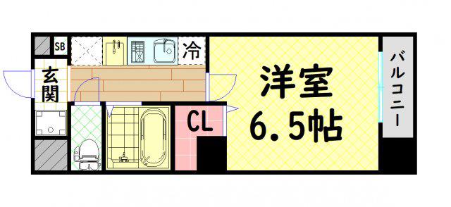 ドエル心斎橋(1K/10階)の間取り写真