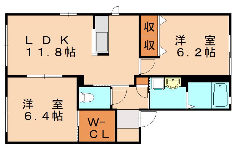 パーク サイト IV番館(2LDK/1階)の間取り写真