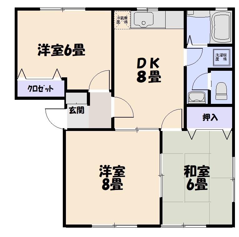 シャレードI(3DK/1階)の間取り写真
