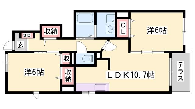 メゾンプラージュII(2LDK/1階)の間取り写真
