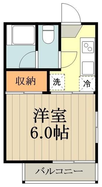 コーポ前原V(1K/2階)の間取り写真