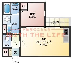西鉄天神大牟田線 西鉄久留米駅 徒歩5分 3階建 築3年(1LDK/1階)の間取り写真