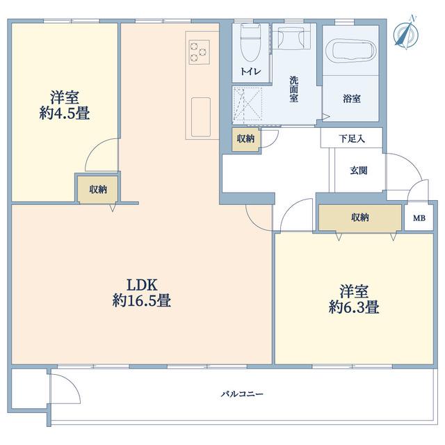 ガーデン山団地2号棟(2LDK/4階)の間取り写真