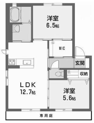 エタンリジェール C棟(2LDK/1階)の間取り写真