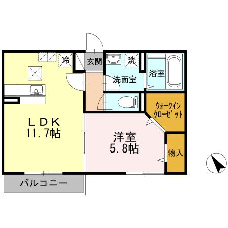 サウススクエア 3番館(1LDK/1階)の間取り写真