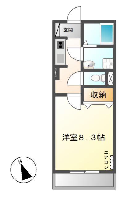 フルール(1K/2階)の間取り写真