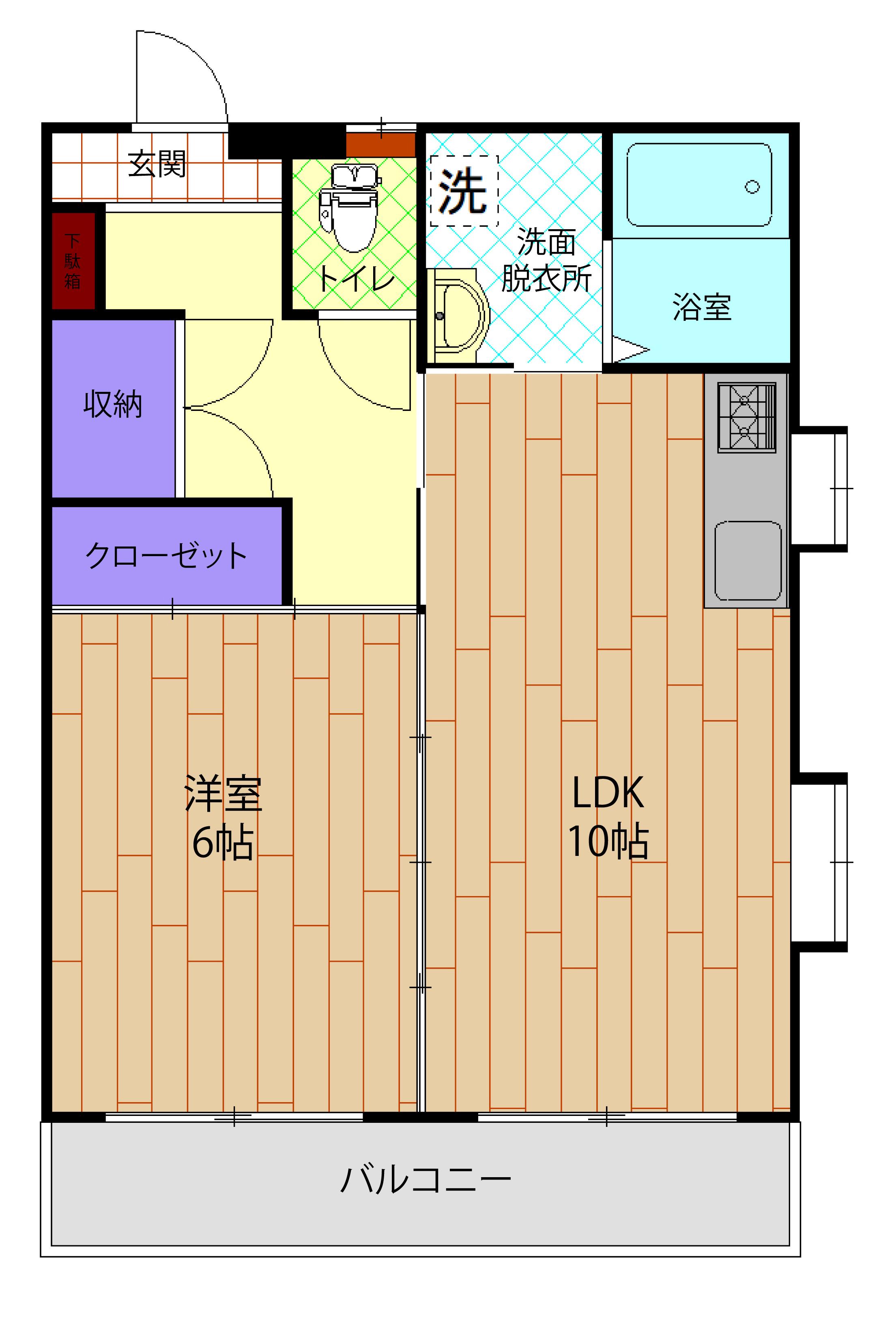 グリーンヨネやII(1LDK/2階)の間取り写真