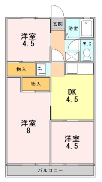シティハイムセリザワA(3DK/2階)の間取り写真