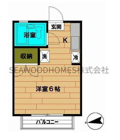 パールハイツ金沢(ワンルーム/1階)の間取り写真