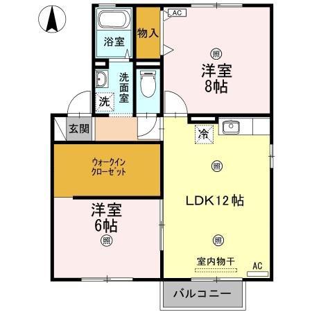 メゾン プレド パルクB棟(2LDK/2階)の間取り写真
