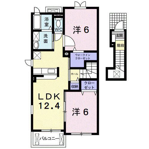 アクティフD(2LDK/2階)の間取り写真