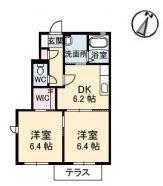 リブランD棟(2DK/1階)の間取り写真