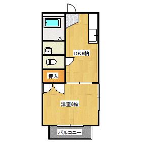 ハミングバード(1DK/1階)の間取り写真