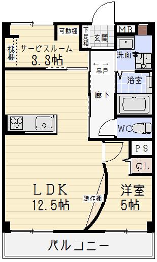 こだまハイツ(1LDK/3階)の間取り写真