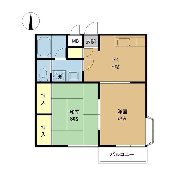プレミール京王(2DK/2階)の間取り写真