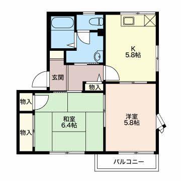 フレグランスラフォール(2K/1階)の間取り写真