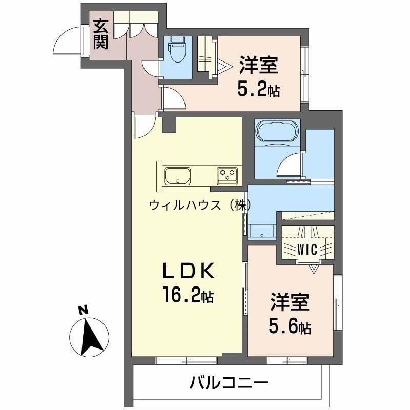 シャーメゾン深翠の杜(2LDK/3階)の間取り写真
