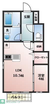 ドルフIII(1LDK/1階)の間取り写真