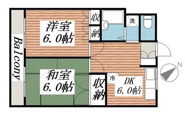 パークハイム12(2DK/2階)の間取り写真