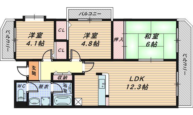 パストラル和泉(3LDK/6階)の間取り写真