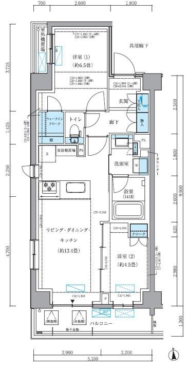 パークアクシス品川シーサイド(2LDK/4階)の間取り写真