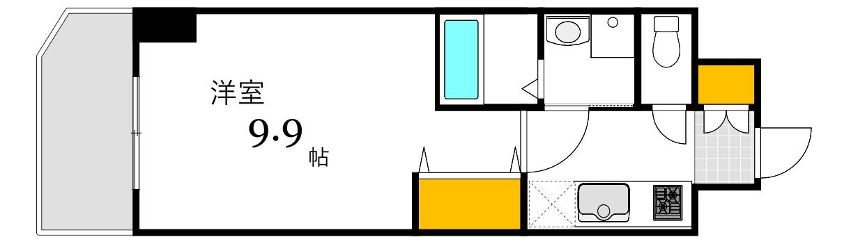 BONHEUR平和大通(1K/10階)の間取り写真