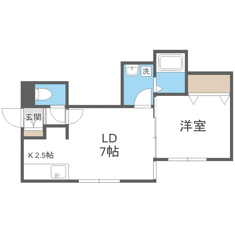 恵比寿 (1LDK/2階)の間取り写真