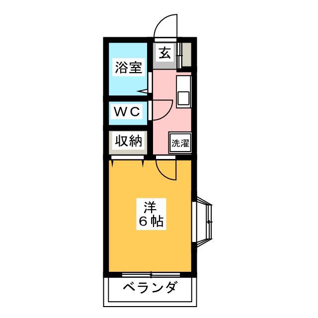 リファインドB(1K/1階)の間取り写真