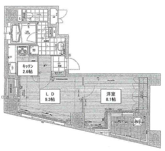 リーガル四ツ橋筋(1LDK/7階)の間取り写真