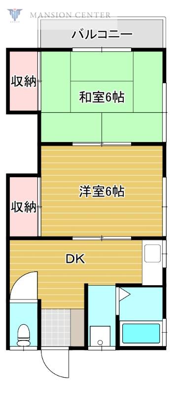 ホウジュ(2DK/1階)の間取り写真