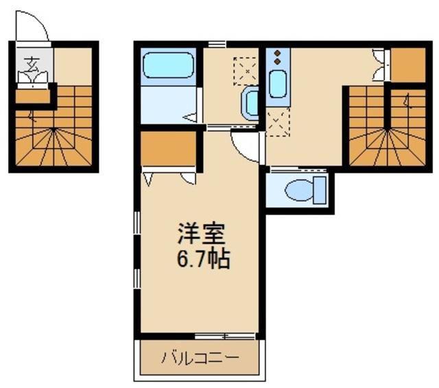 BONHEUR中浦和A棟(1K/1階)の間取り写真