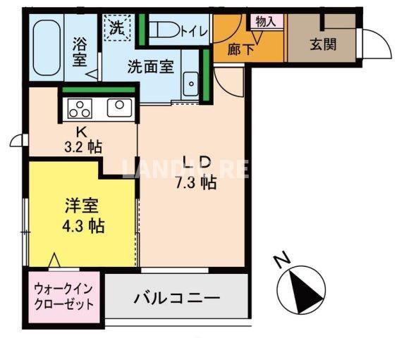 ARETE野芥駅東(1LDK/1階)の間取り写真