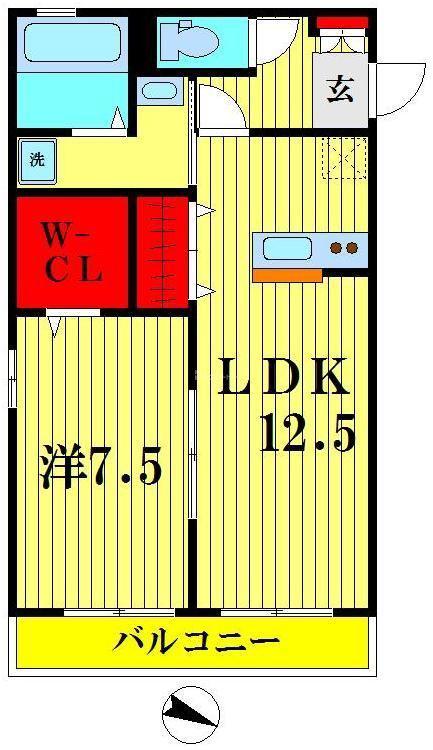 ルガーナ(1LDK/1階)の間取り写真