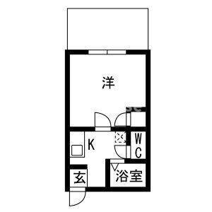 パームコート(1K/1階)の間取り写真