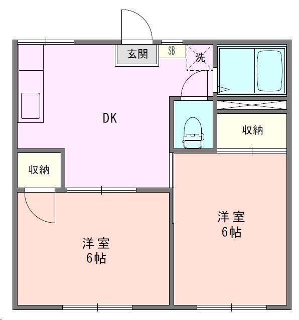 サンウエスト(2DK/1階)の間取り写真