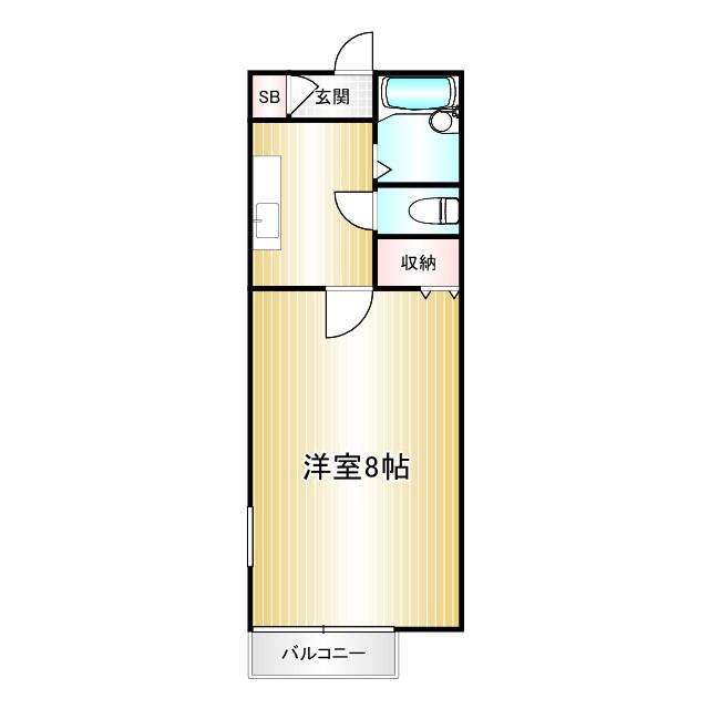 アルファII(1K/2階)の間取り写真