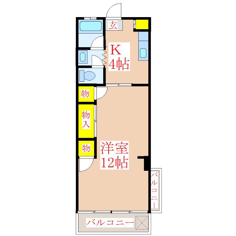 第2日匠ビル(1K/4階)の間取り写真