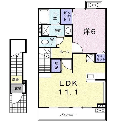 アプローズ(1LDK/2階)の間取り写真