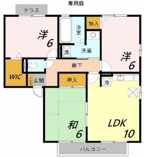 トワイライト(3LDK/1階)の間取り写真