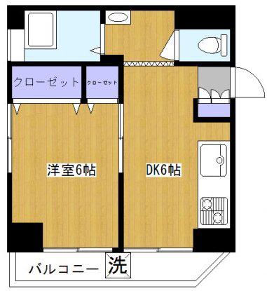 北村ハイツ(1DK/7階)の間取り写真