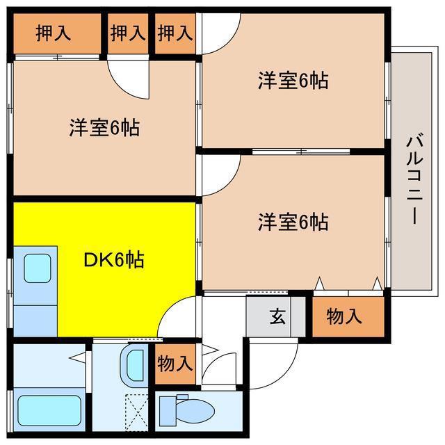 ヴァンベールM(3DK/2階)の間取り写真