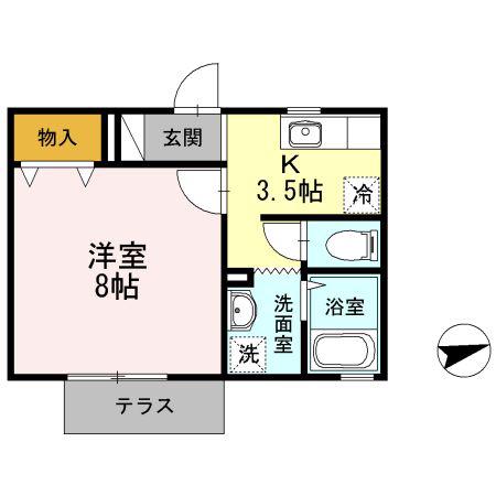 セジュールONE(1K/1階)の間取り写真