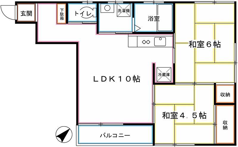 フラットアウト(2LDK/2階)の間取り写真