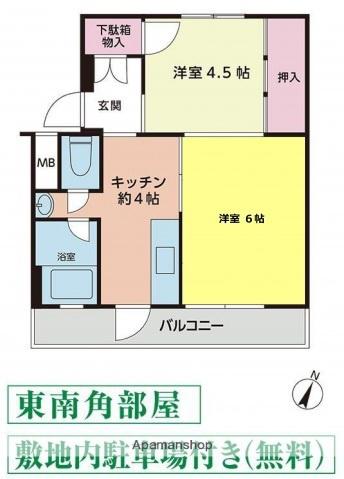 池田町マンション3号棟(2K/2階)の間取り写真