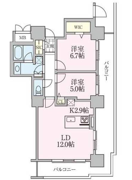 ROYAL PARKS TOWER MINAMISENJU(2LDK/6階)の間取り写真
