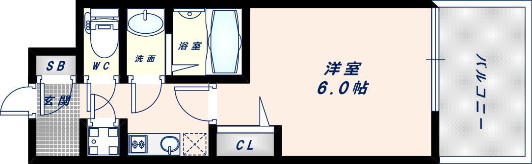 レジュールアッシュOSAKA新深江(1K/10階)の間取り写真