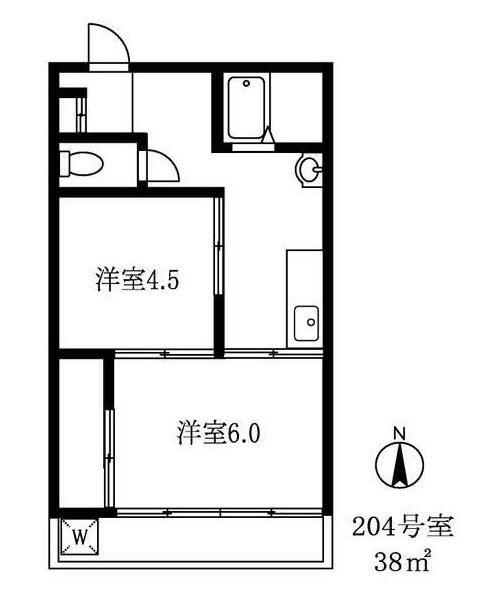 乾木工芸ビル(2DK/2階)の間取り写真